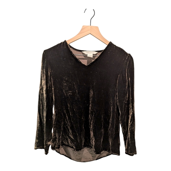 Vintage 90s Express Velvet Top Dark Green Rayon Silk Whimsigoth XS Halloween - Picture 1 of 10